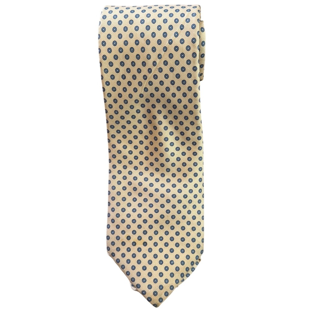 Liberty of London Silk Tie Yellow Blue Micro‎ Dot Pattern Men's Accessory